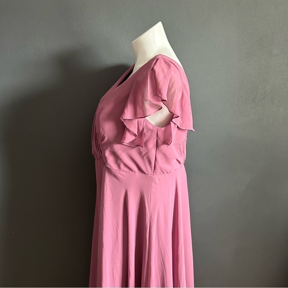 David's Bridal Mauve Flutter Sleeve Bridesmaid Dress - Picture 10 of 12